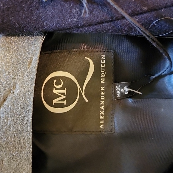 ALEXANDER MCQUEEN NWT MCQ NAVY WOOL STRUCTURED PEPLUM MOTO LINED PEA COAT … - Picture 6 of 12